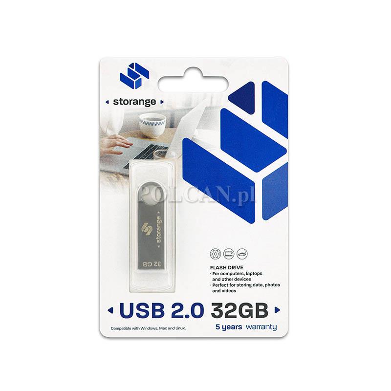 Storange pamięć 32 GB | Slim | USB 2.0 | silver STORANPENS32GBSLV2.0