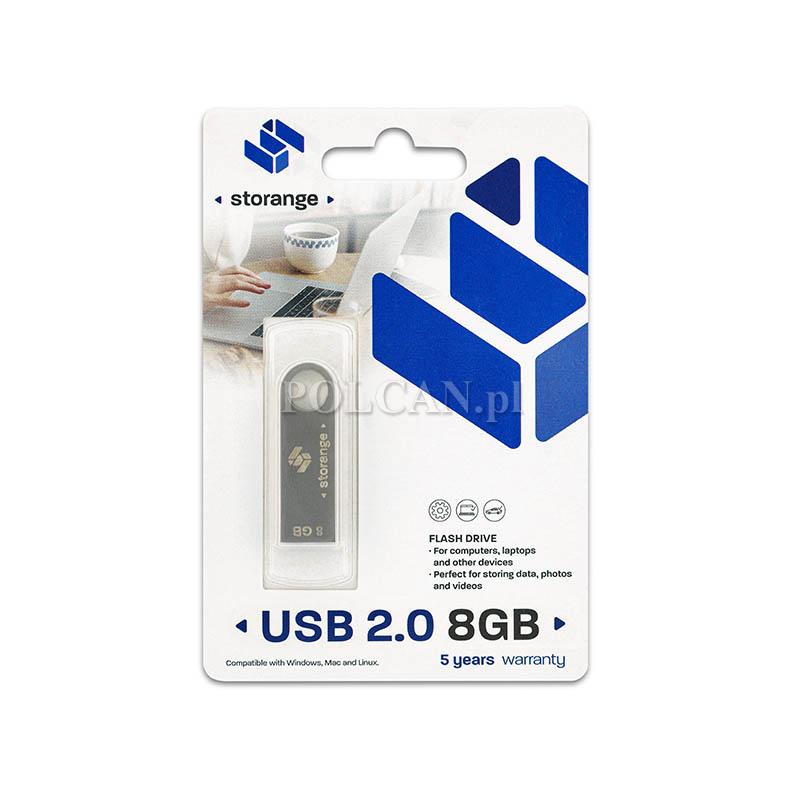 Storange pamięć 8 GB | Slim | USB 2.0 | silver STORANPENS8GBSLV2.0